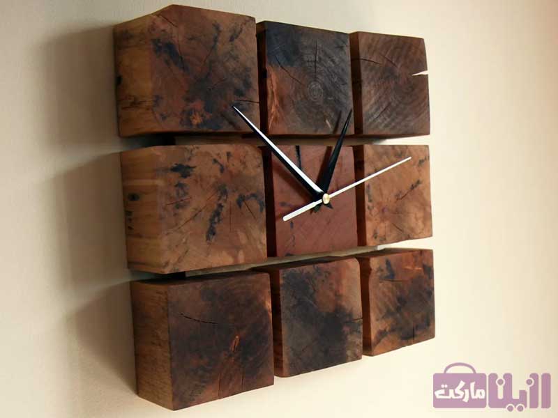 ساعت دیواری چوبی طرح روبیک