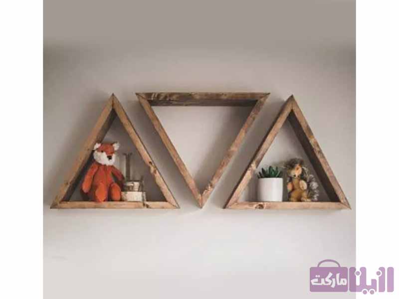 شلف دیواری چوبی مثلثی سه عددی