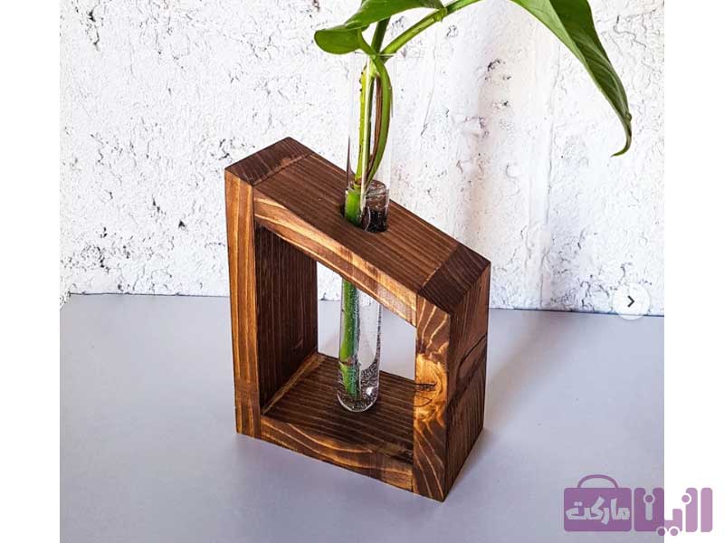 گلدان چوبی استوانه دار مدل ذوزنقه